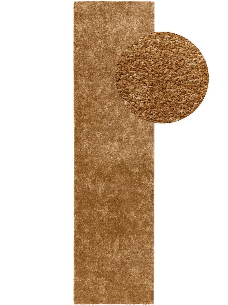 Tapis moderne uni de couloir marron 80x300 cm