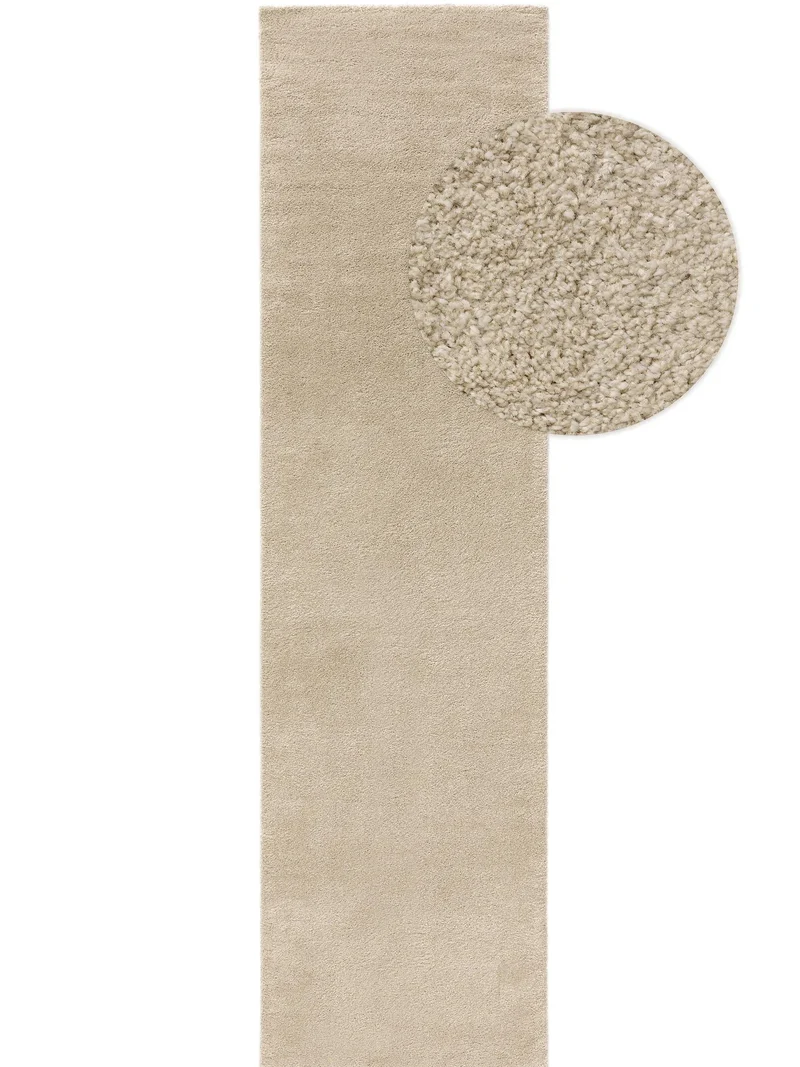 Tapis moderne uni de couloir beige 80x300 cm