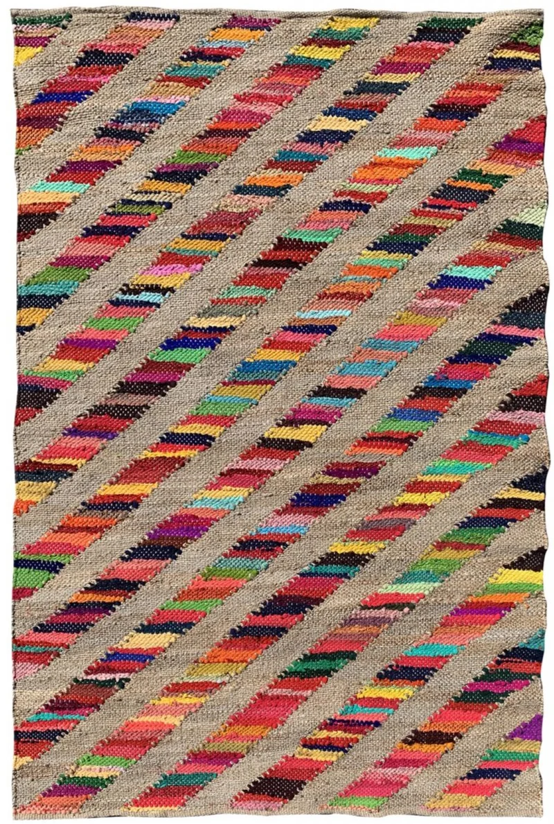Tapis Ethnique Multicolore en Jute tissé main RAINBOW