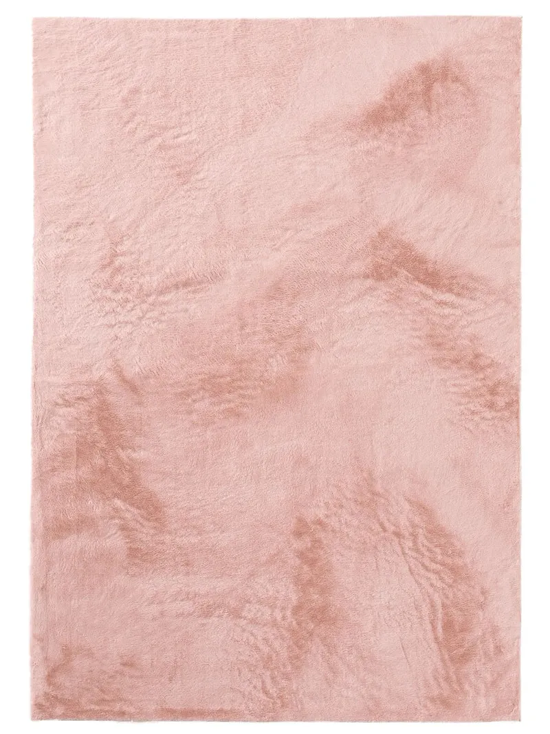 Tapis moderne fausse fourrure rose 140x200 cm