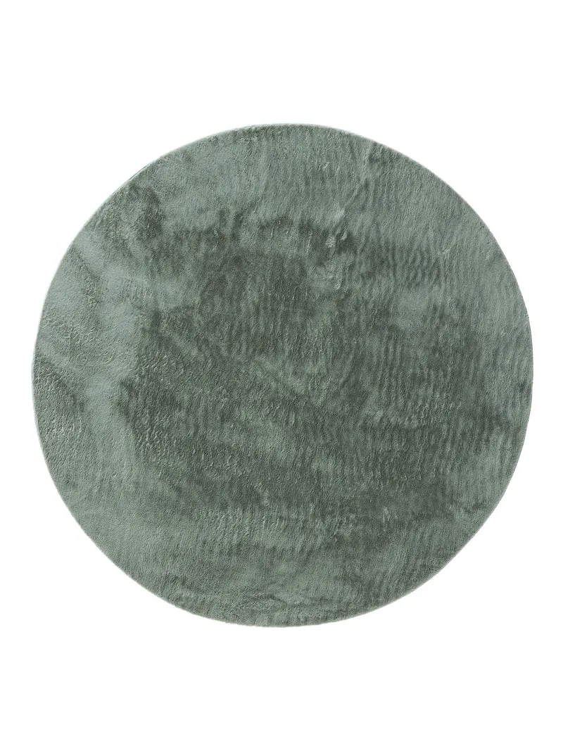 Tapis moderne fausse fourrure rond vert d'eau 160 cm de diamètre