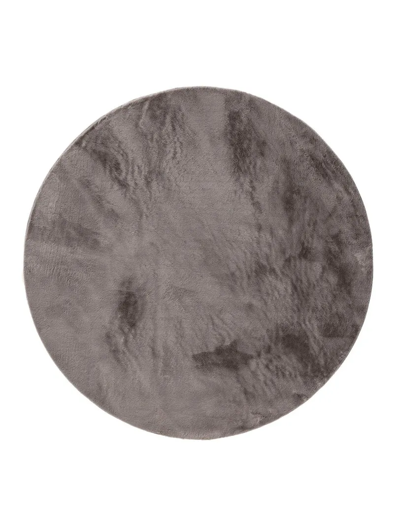 Tapis moderne fausse fourrure rond gris 200 cm de diamètre