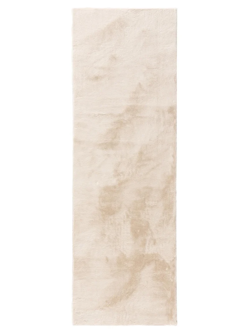 Tapis moderne fausse fourrure de couloir beige 80x250 cm