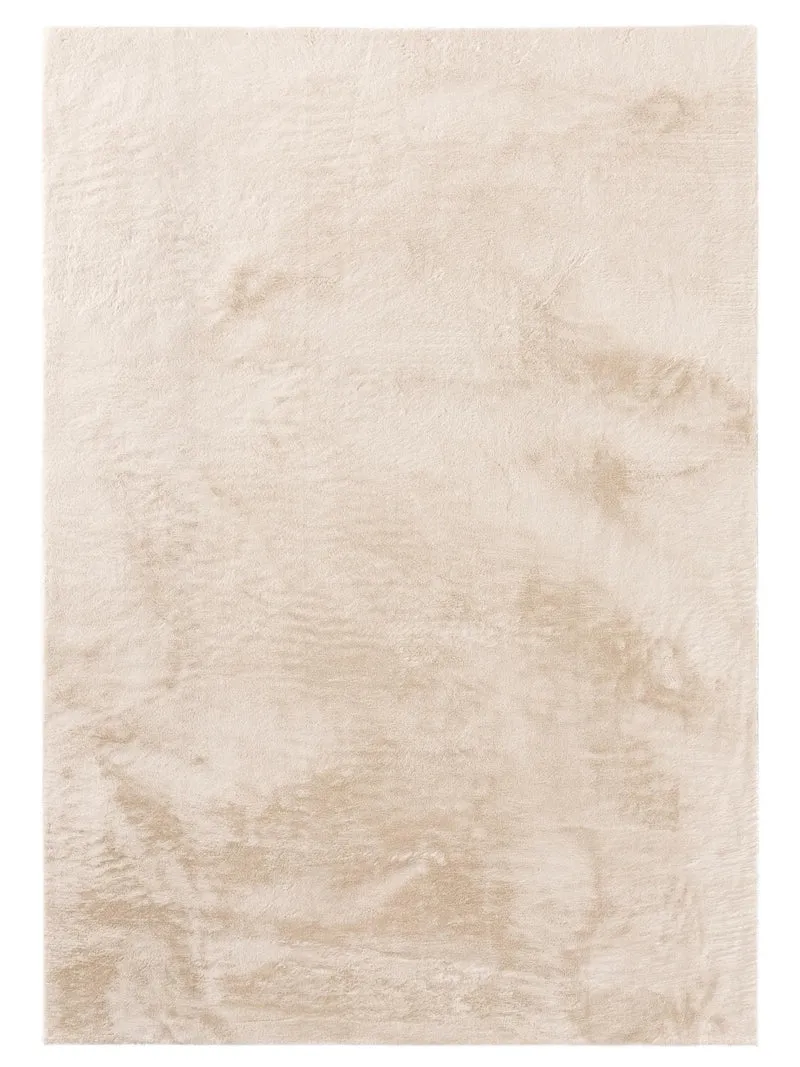 Tapis moderne fausse fourrure beige 60x120 cm