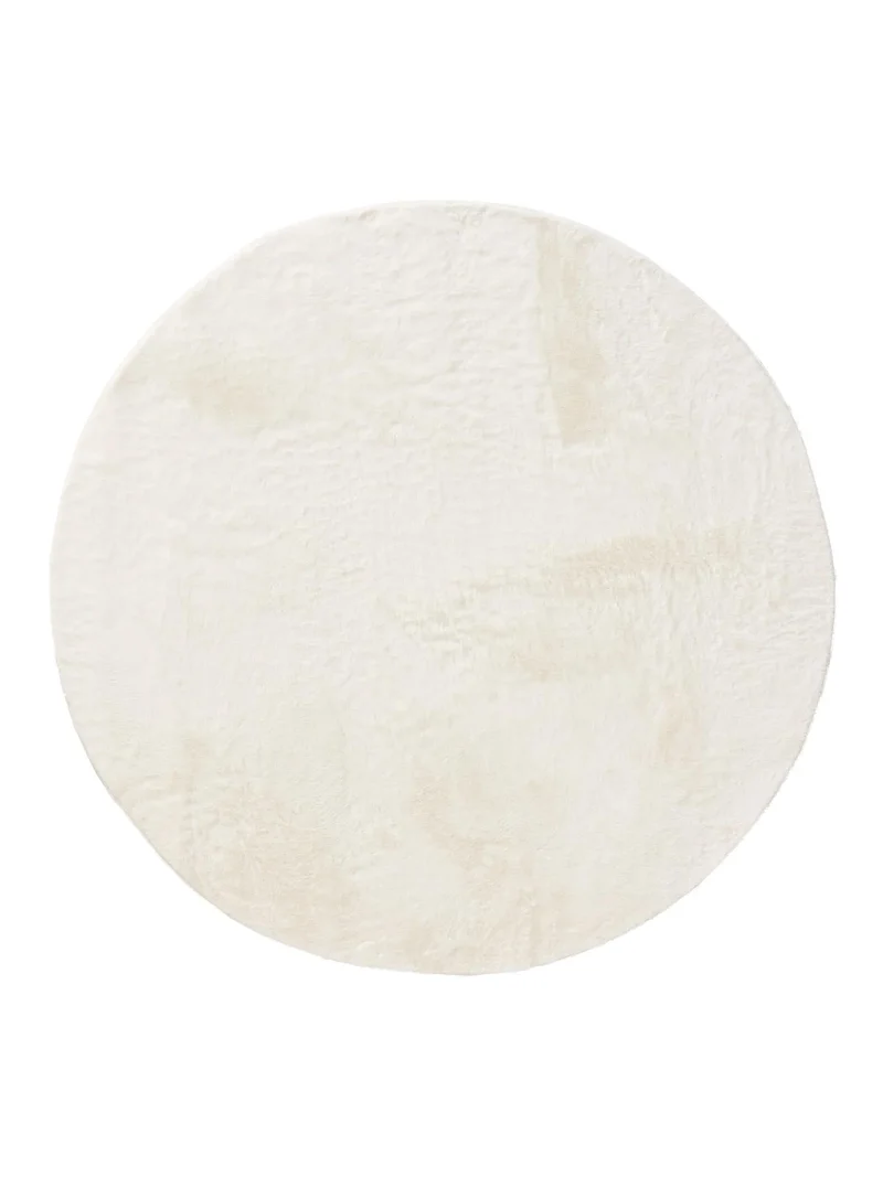 Tapis moderne fausse fourrure rond blanc 120 cm de diamètre