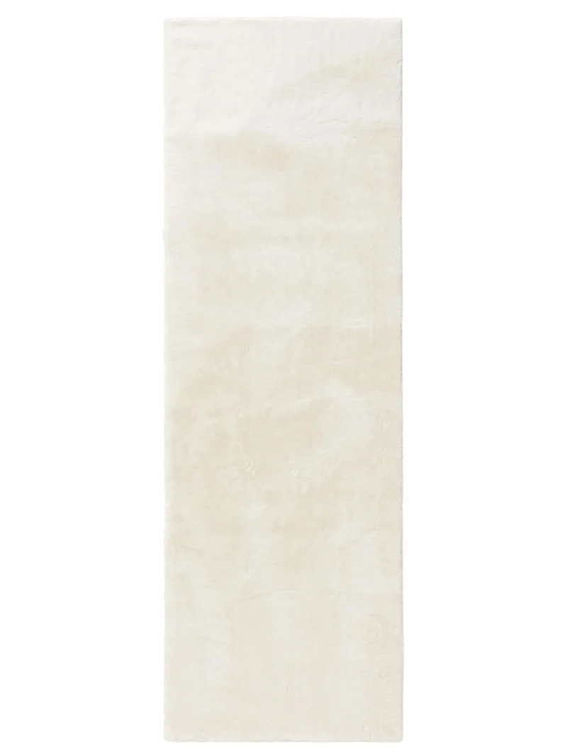 Tapis moderne fausse fourrure de couloir blanc 80x300 cm