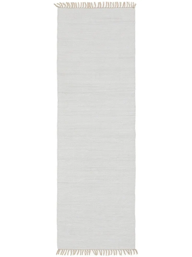 Tapis scandinave à franges de couloir blanc en coton 80x300 cm