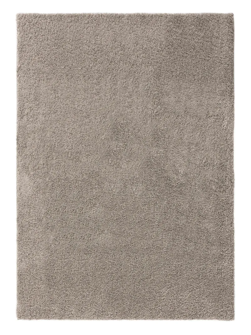 Tapis moderne uni poils longs frisés gris lavable 200x250 cm