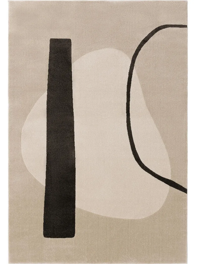 Tapis contemporain motif abstrait beige et noir 160x230 cm