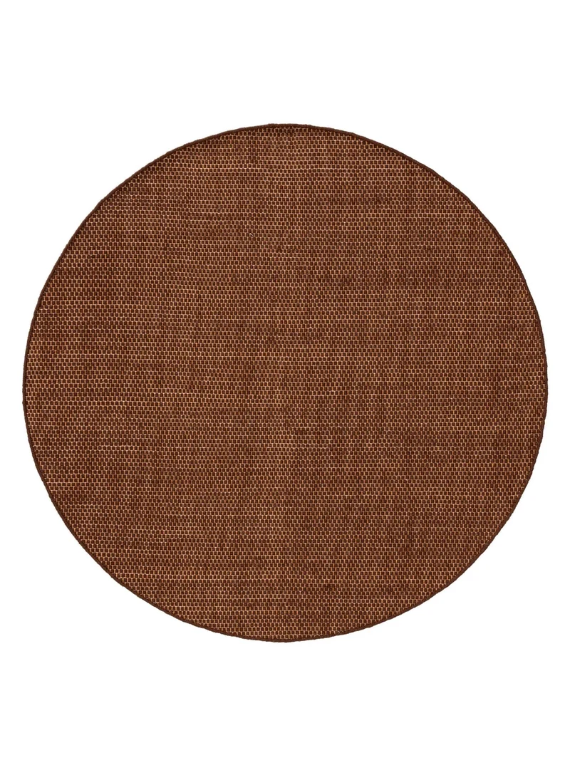 Tapis scandinave chiné rond marron en laine 150 cm de diamètre