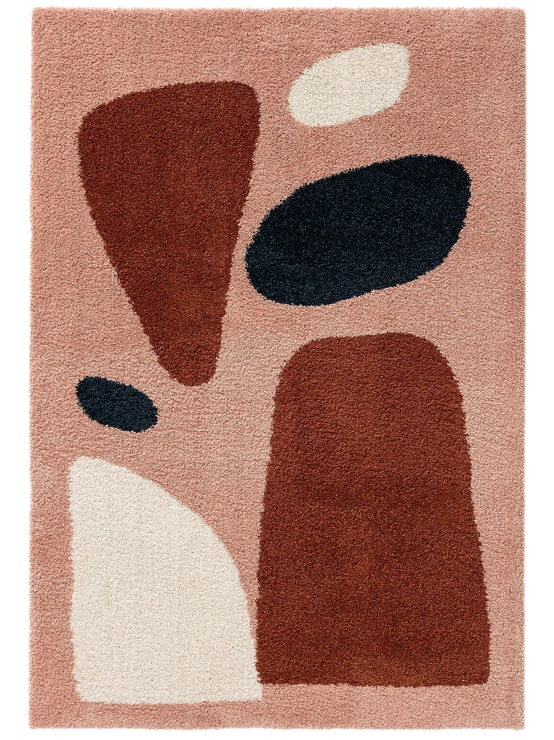 Tapis contemporain abstrait crème et rose 120x170 cm