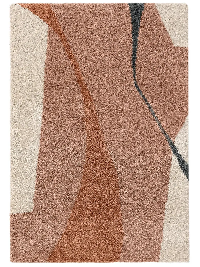 Tapis contemporain design terracotta et beige 200x290 cm