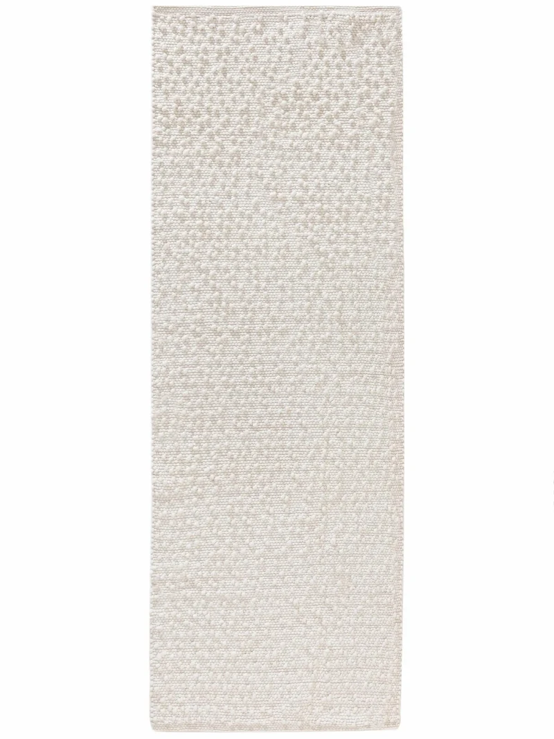 Tapis moderne perlé descente de lit blanc en laine 70x200 cm