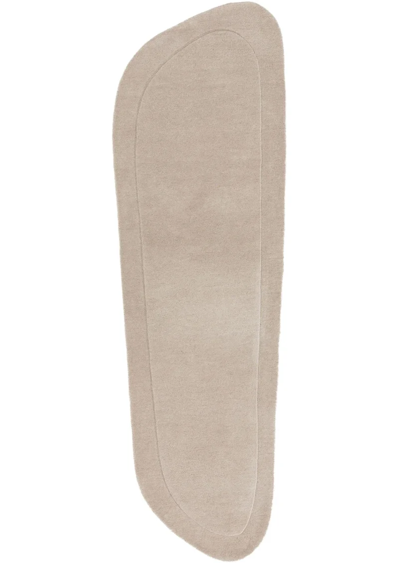 Tapis contemporain descente de lit crème en laine 80x250 cm