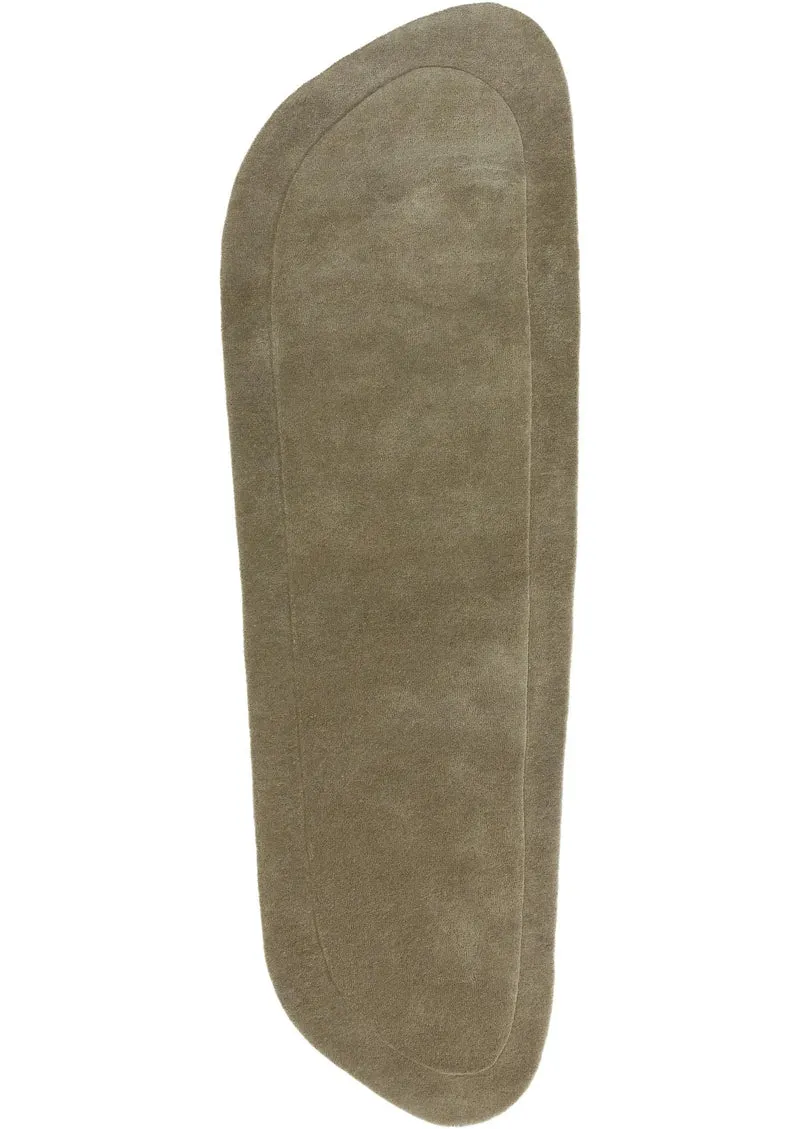 Tapis contemporain descente de lit vert olive en laine 80x250 cm