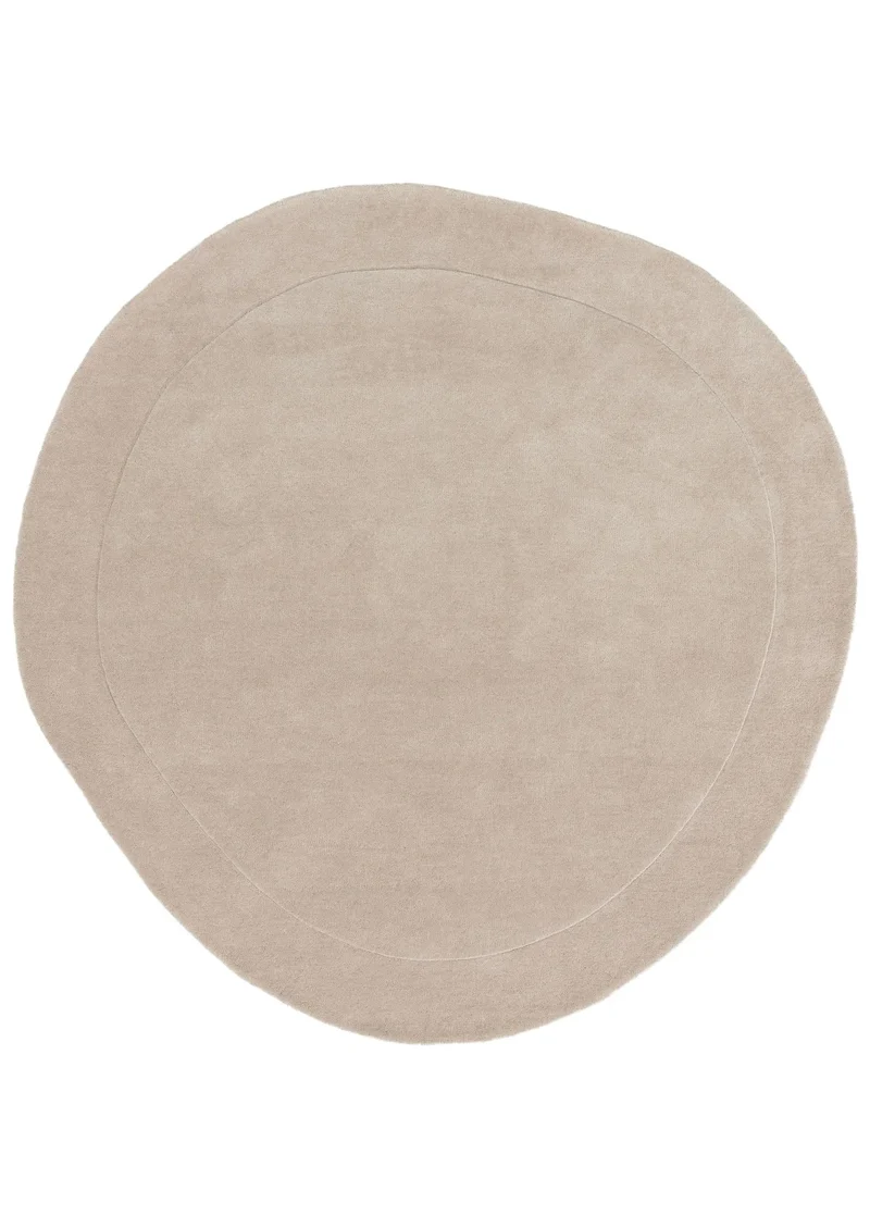 Tapis contemporain crème en laine 200 cm de diamètre
