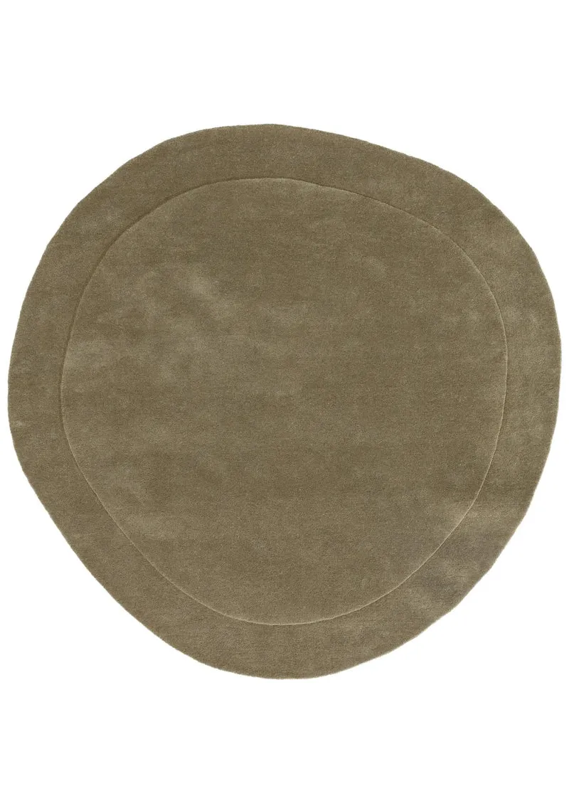 Tapis contemporain vert olive en laine 200 cm de diamètre