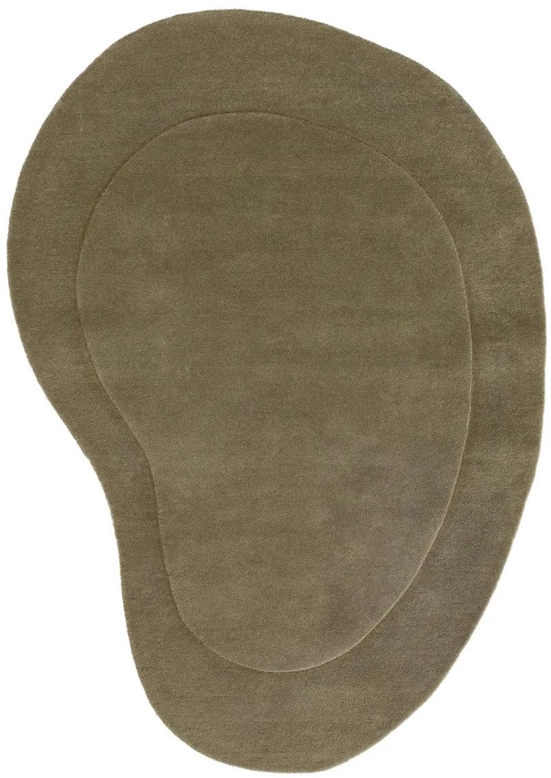 Tapis contemporain vert olive en laine 140x200 cm