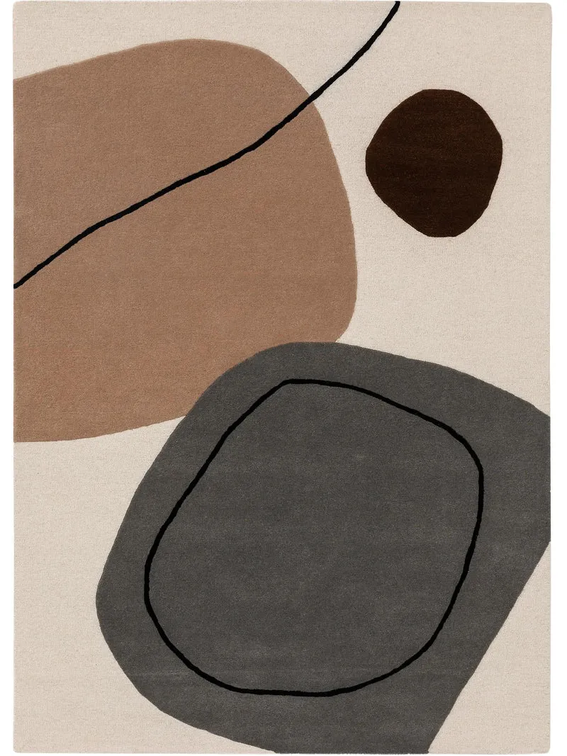 Tapis contemporain tons beige et gris en laine 160x230 cm