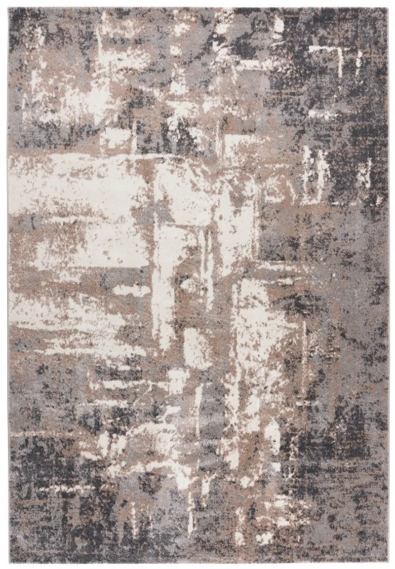 Tapis Design Abstrait Marron avec mèches de velours TRENDA LL