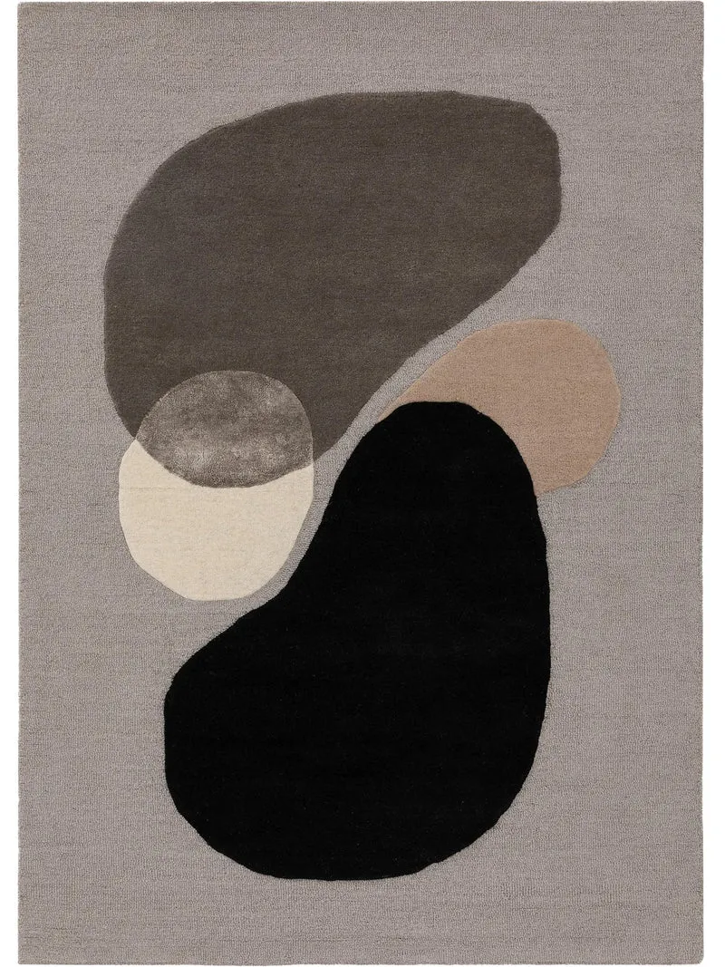 Tapis contemporain tons gris et beige en laine 160x230 cm