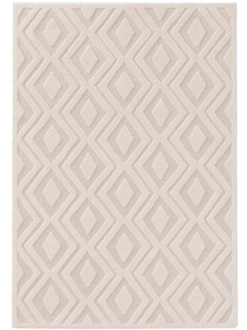 Tapis moderne motif losange épais crème et beige 200x290 cm