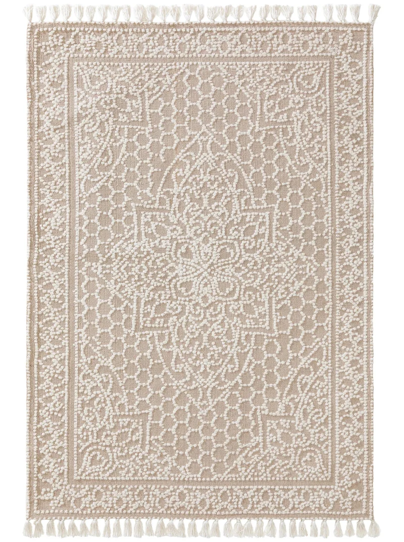Tapis kilim oriental moderne beige et blanc 200x300 cm