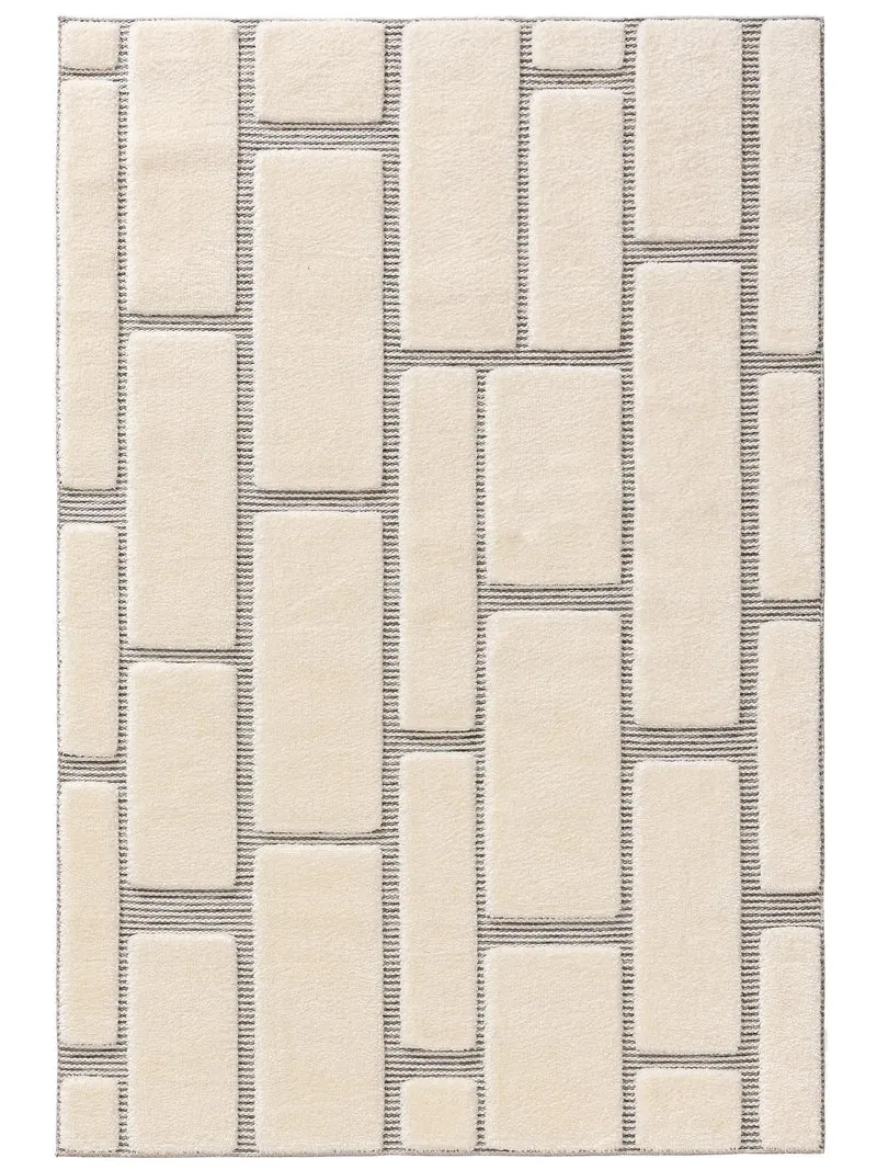 Tapis moderne motif brique blanc 200x300 cm