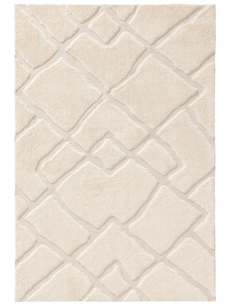 Tapis moderne motif pavé blanc 200x300 cm