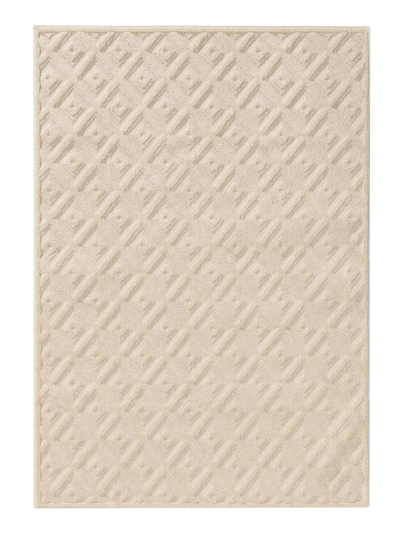 Tapis moderne motif losange relief beige 140x200 cm