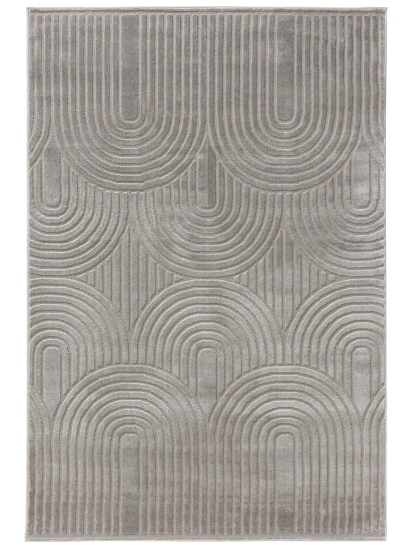 Tapis moderne en relief courbes gris 200x300 cm