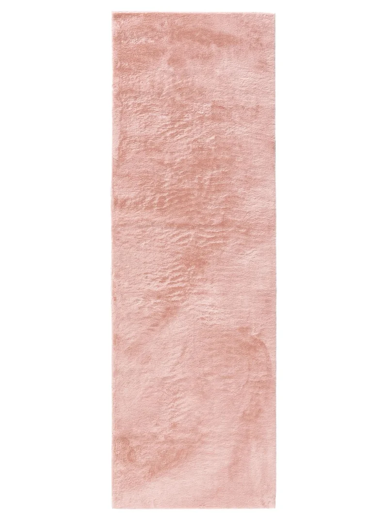 Tapis moderne fausse fourrure de couloir rose 80x300 cm