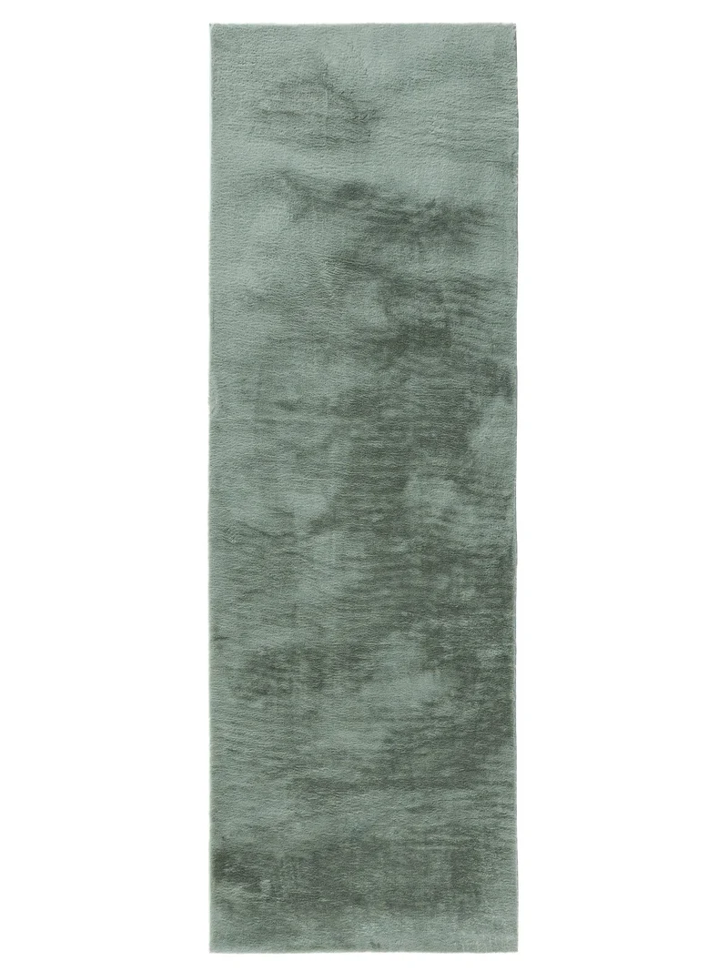 Tapis moderne fausse fourrure de couloir vert d'eau 80x300 cm
