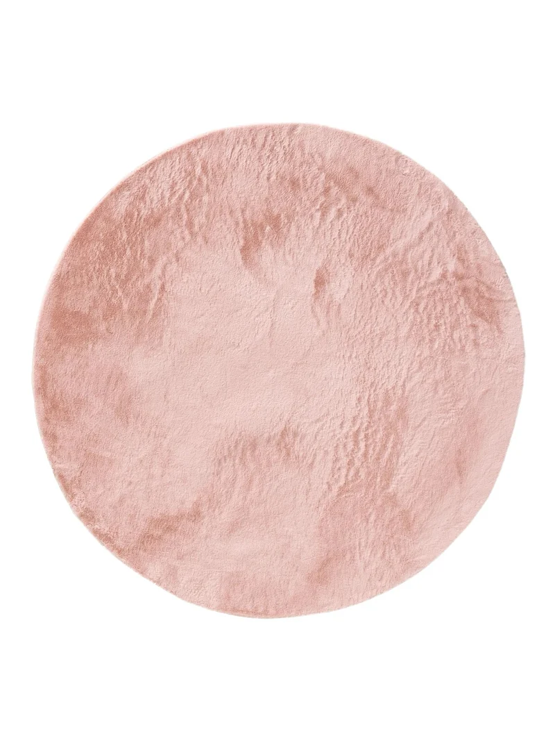 Tapis moderne fausse fourrure rond rose 200 cm de diamètre