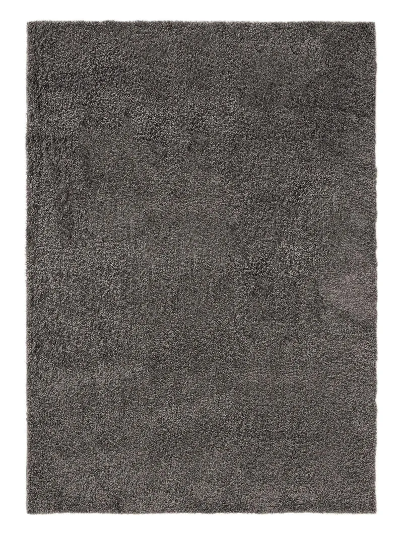 Tapis moderne uni poils longs frisés gris foncé lavable 240x340 cm