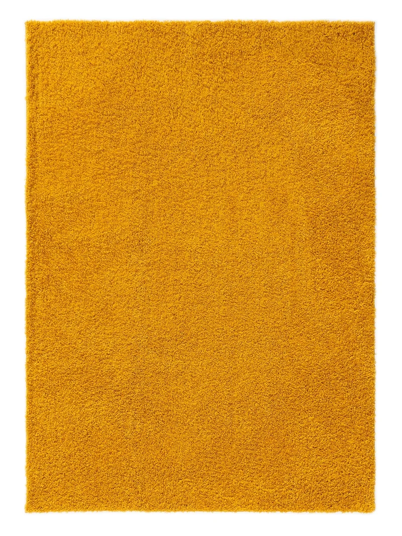 Tapis moderne uni poils longs frisés orange lavable 133x190 cm