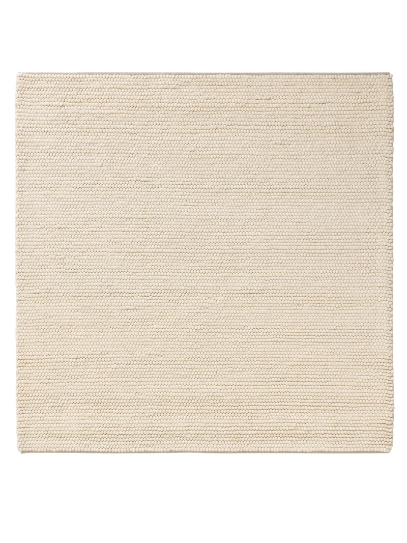 Tapis moderne uni carré crème en laine 200x200 cm