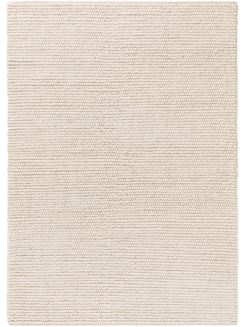 Tapis moderne uni crème en laine 80x150 cm