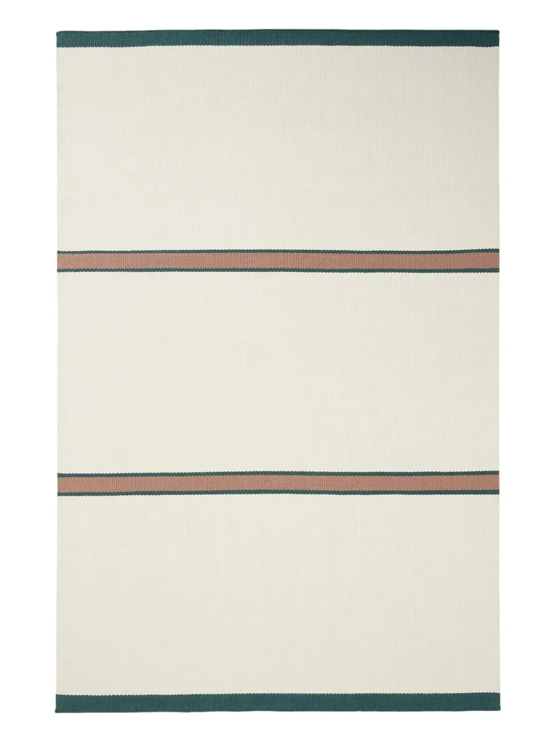 Tapis contemporain motif à bandes crème et terracotta en laine 120x170 cm