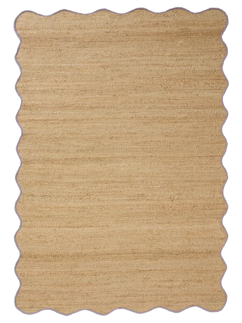 Tapis scandinave motif vague marron et violet en jute 200x300 cm