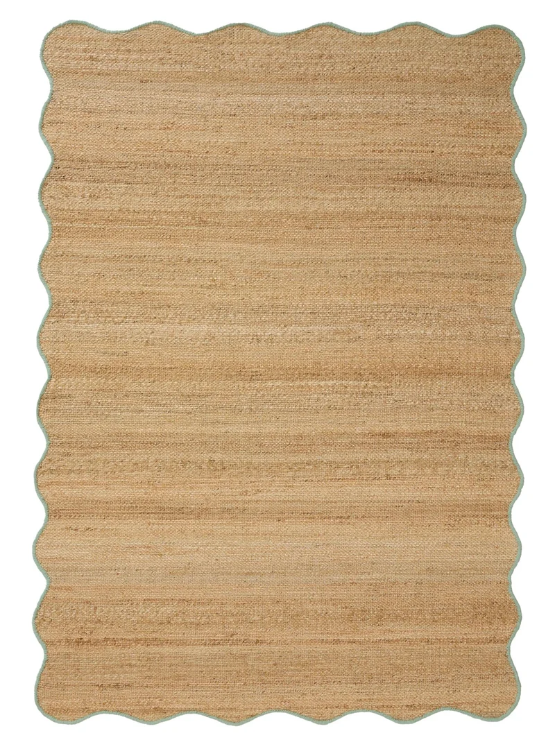 Tapis scandinave motif vague marron et turquoise en jute 120x170 cm