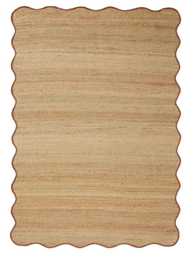 Tapis scandinave motif vague marron en jute 160x230 cm