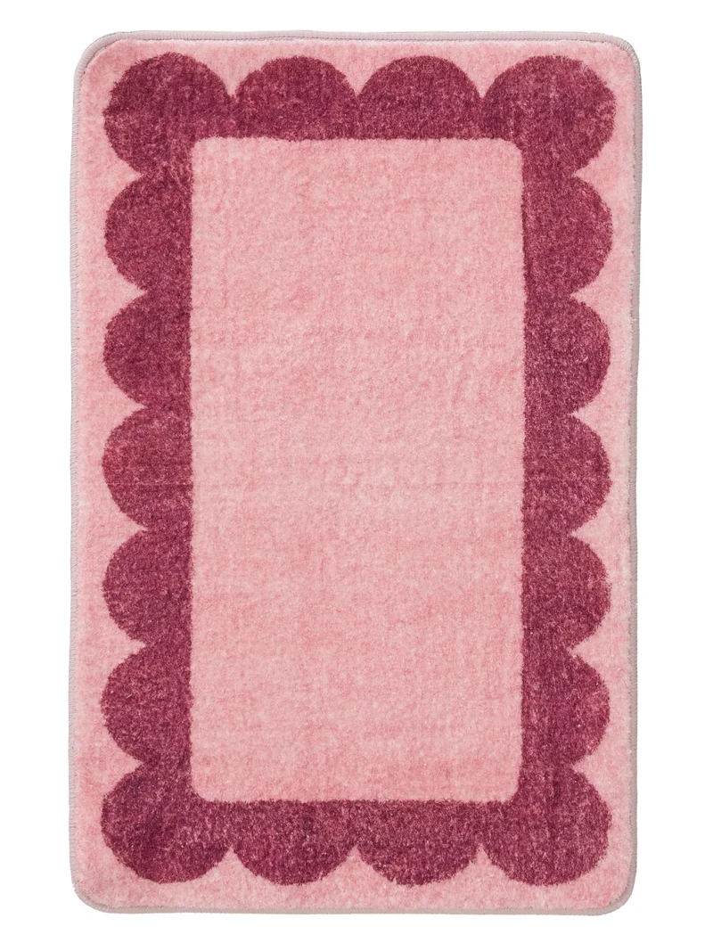 Tapis moderne encadrement retro de bain rose et fushia 50x80 cm