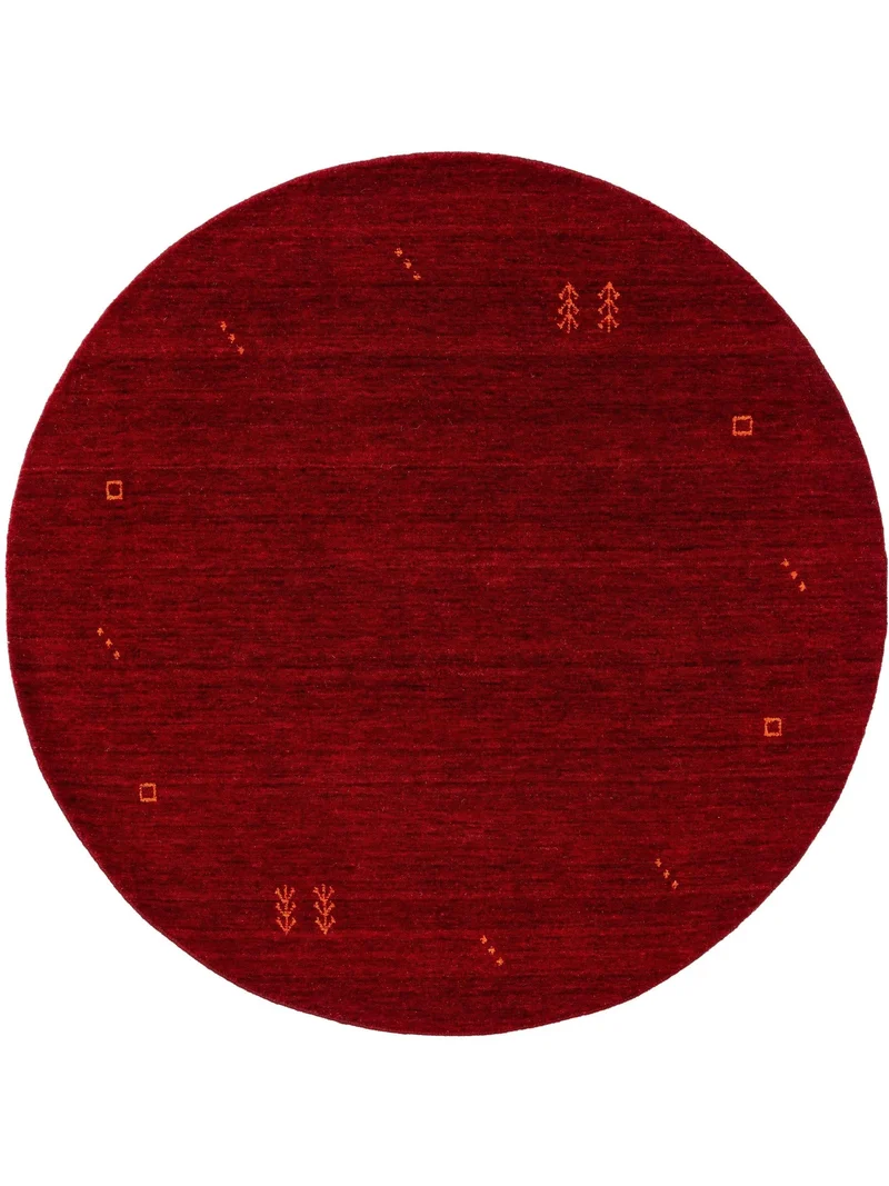 Tapis moderne motif ethnique rond bordeaux en laine 200 cm de diamètre