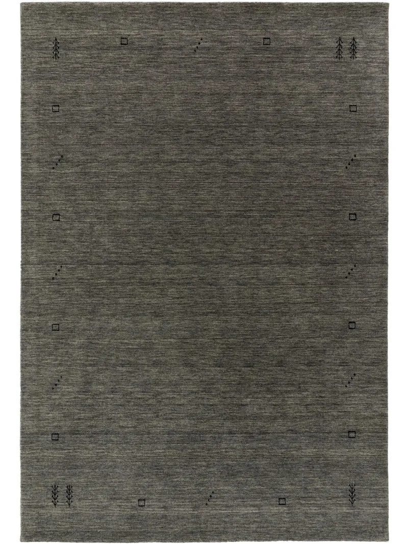 Tapis moderne motif ethnique gris foncé en laine 200x300 cm