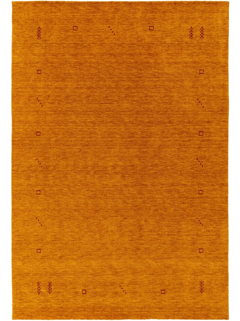 Tapis moderne motif ethnique orange en laine 80x150 cm