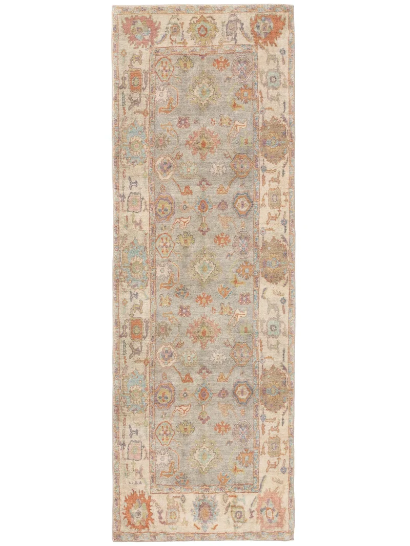 Tapis ethnique style oriental de couloir multicolore et orange 80x240 cm