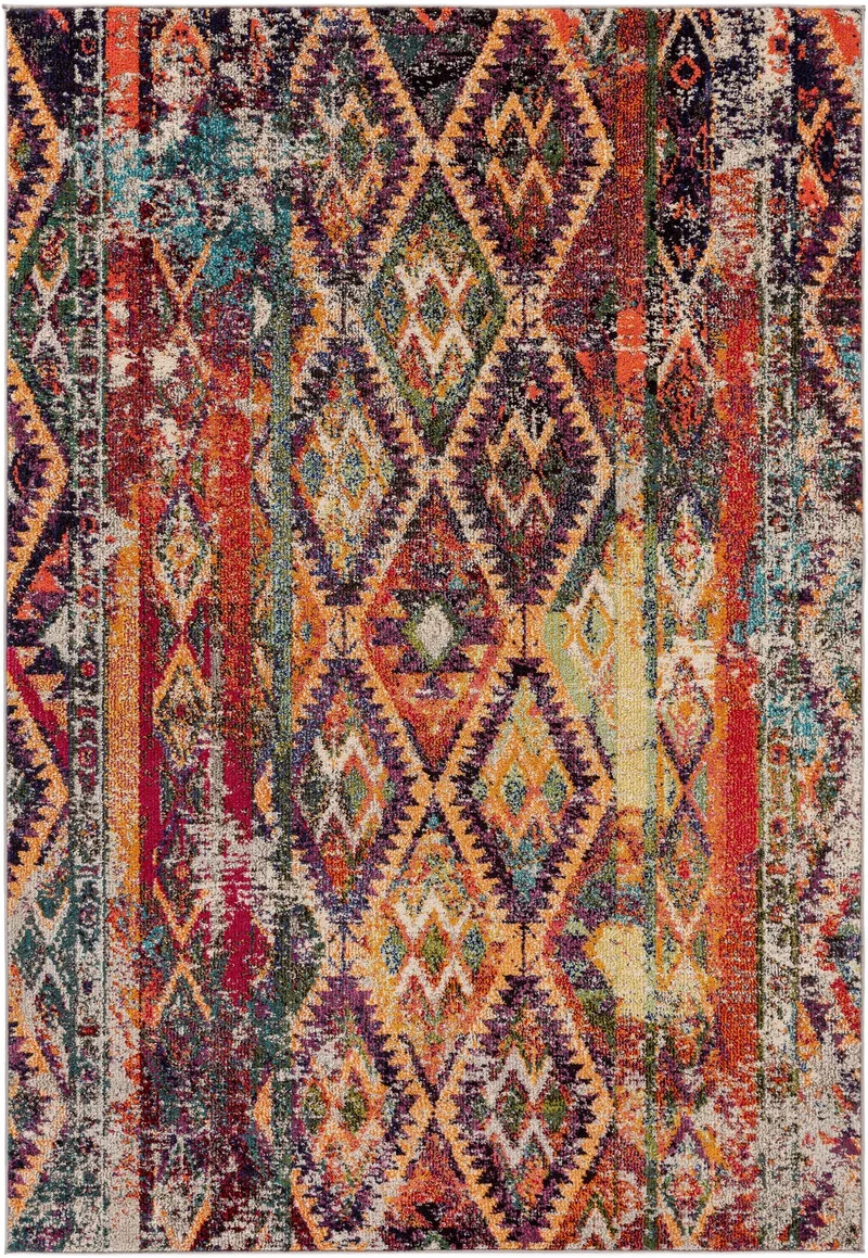 Tapis ethnique vintage tons rouge multicolore 160x230 cm
