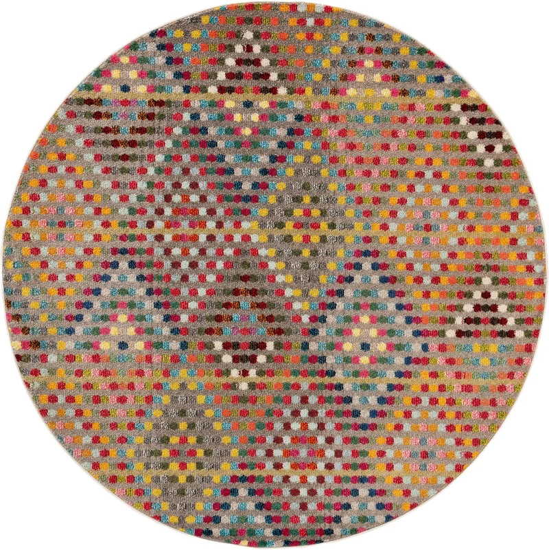 Tapis ethnique motif losange rond multicolore 120 cm de diamètre