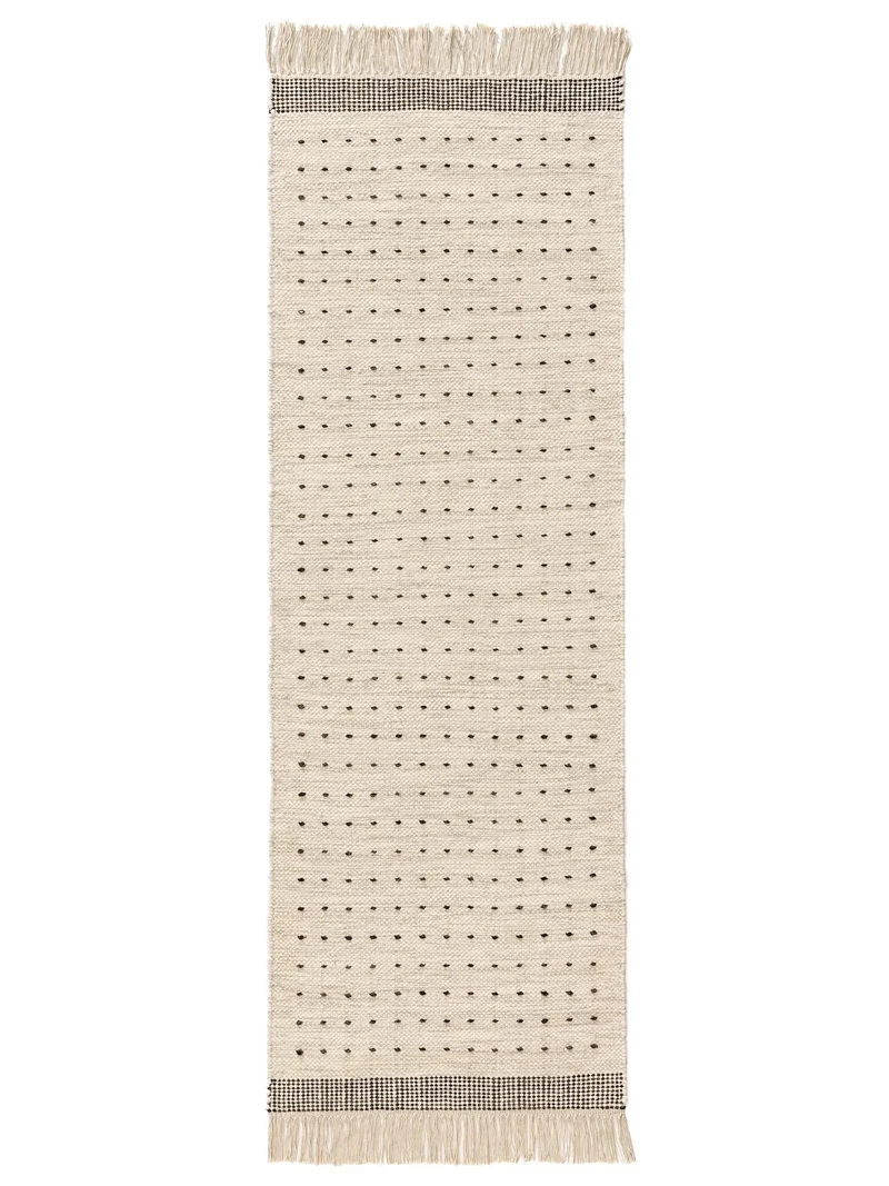 Tapis berbère moderne descente de lit noir et blanc en laine 70x200 cm